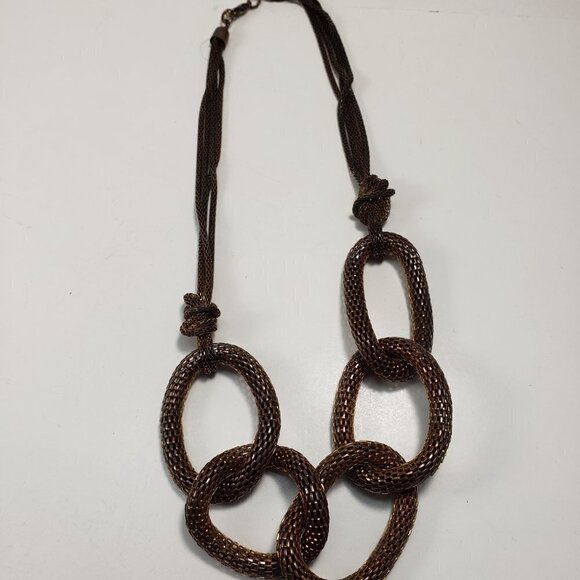 Brown Multi-Strand Hoop Necklace – 20" Bold Statement Women’s Fashion Jewelry - Picture 9 of 9